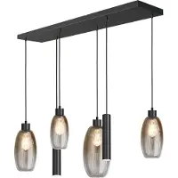 Masterlight Lampe suspendue en verre Olive 4x verre - 2x Run - noir