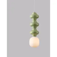 Lyora Suspension Clio L Céramique vert clair avec verre blanc