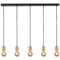 Searchlight Plafonnier en bois Spinny 5 lumières