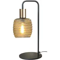 Masterlight Lampe de table en verre nervuré Bounty noir et or