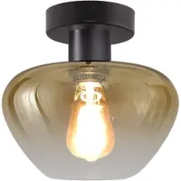 Masterlight Plafonnier Genua noir avec verre doré Ø 24cm