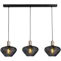 Masterlight Lampe suspendue 3 lumières - dorée - Porto avec verres transparents Blossom