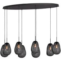 Masterlight Lampe suspendue Lava Oval 8x verre fumé Ø 22,5cm