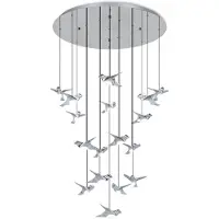 Eglo Suspension 17 lumières, modèle Paratebueno, finition chrome, forme ronde