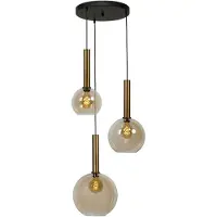 Masterlight Lampe suspendue noire Bella 3 lumières avec de l'or