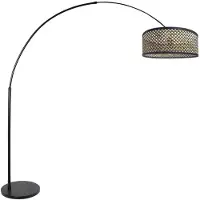 Steinhauer Lampe à arc Sparkled Light noir avec abat-jour en bambou