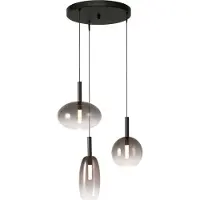 Masterlight Lampe pendante 3L Vide Lido avec du verre qui s’estompe à la fumée