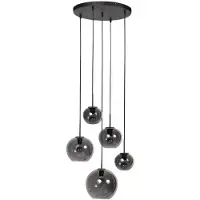 Steinhauer Suspension 5 lumières HaloSwap Verre rond noir et fumé