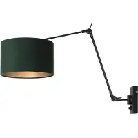 Steinhauer Lampe de lecture murale Prestige Chic noir avec abat-jour en velours vert de 30 cm
