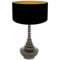 Steinhauer Lampe de table - noir - Bois - bois textile - Ø 40cm - E27 - 3974ZW - Anne Lighting