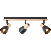 Brilliant Rampe de spots noirs DAINTREE | Longueur 48 cm | E14, max. 28 W | Têtes orientables | Métal/Bois