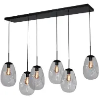 Masterlight Lampe suspendue Lava 6x verre transparent Ø 22,5 cm