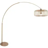 Steinhauer Lampe à arc Sparkled Light bronze avec barre d’ombrage en bambou Ø 45cm