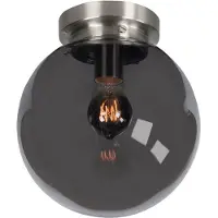 Highlight Plafonnier en nickel Globe verre fumé Ø 25cm