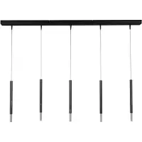Masterlight Lampe suspendue de table à manger noire Flute Cylindres design à 5 lumières