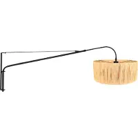Steinhauer Applique murale Elegant Classy noir avec abat-jour paille