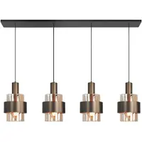 Highlight Suspension 4 lumières Marrone noir avec bronze cuivré
