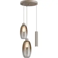 Masterlight Lampe pendante Vide Olive 2x verre - 1x Course - sablage - Ø35cm