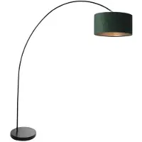 Mexlite - lampadaire - Solva - noir - métal tissu - lampe arquée - E27 - 3899ZW