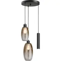 Masterlight Lampe pendante Vide Olive 2x verre - 1x Course - noir - Ø35cm