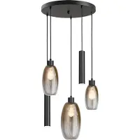 Masterlight Lampe pendante Vide Olive 3x verre - 2x Course - noir - Ø50cm