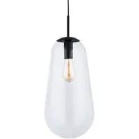Lyora Lampe suspendue Ø 22cm Pear Large noir avec verre transparent