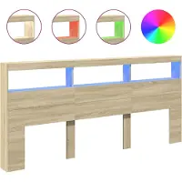 vidaXL Tête de lit LED avec étagères Chêne Sonoma 220x17x102 cm