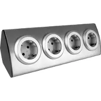 ORNO Prise apparente Schuko, , Inox, 4 prises, Argent