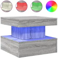 vidaXL Table basse avec lampes LED Gris Sonoma 50x50x40 cm
