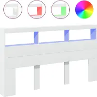DKD Home Decor Tête de lit LED avec étagères Blanc 180x17x102 cm