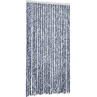 vidaXL Rideau anti-mouches bleu et blanc 100x200 cm chenille