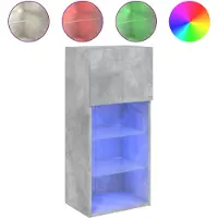 vidaXL Armoire TV avec lampes LED gris béton 40,5x30x90 cm