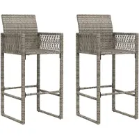 vidaXL Tabouret de bar de jardin 2 pcs. Gris Poly rotin