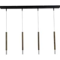 Masterlight Lampe suspendue de table à manger noire Flute Cylindre doré à 4 lumières