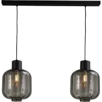 Masterlight Lampe de salle à manger Lett lll 28 2 lumières noir avec verre fumé