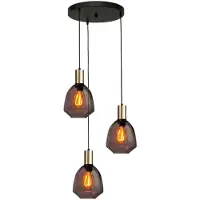 Masterlight Suspension loft 3 lumières - or - Porto avec des lunettes rouges Nicolette