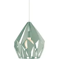 Eglo Lampe à suspendre Carlton-P, lampe à suspendre vintage à 1 flamme, lampe à suspendre rétro en acier, couleur : vert clair pastel, douille : E27, Ø 31 cm