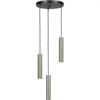 Masterlight Lampe suspendue Run Plaque ronde Ø35 - 3x GU10 - matelot nickel
