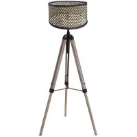Mexlite - lampadaire - Triek - noir - bambou bois - Ø 75cm - E27 - 4098ZW