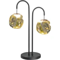 Highlight Lampe de table Melina Noir avec verre ambré 2 lumières