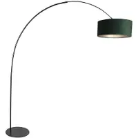 Steinhauer Lampadaire - vert noir - Curve - plastique métal velours tissu - lampe arquée - E27 - 4269ZW - Anne Lighting