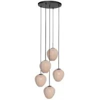 Steinhauer Suspension 5 lumières HaloSwap Capuches rondes noires et crème