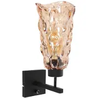Steinhauer Applique murale Stang noir avec verre ambré
