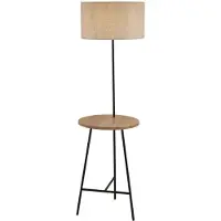 Searchlight Lampadaire contemporain Washington Steel Black Fabric Brown 1 Light E27
