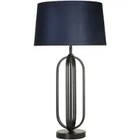 Searchlight Lampe de table Chic noir avec capuche bleue