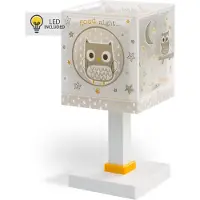 DALBER Lampe de table pour chambre d’enfant Goodnight Hibou blanc avec gris