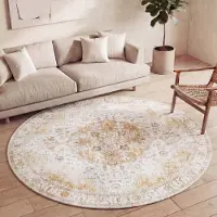 FRAAI Tapis rond vintage - Lago Jaune | Ø 200 cm | Rond | Tissage plat