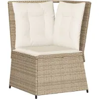 vidaXL Canapé d'angle de jardin avec coussins Beige Poly Rattan