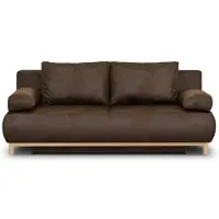 Sonstiges Canapé convertible - 3 places - MIKA - Tissu vintage cuir vieilli Marron foncé - Coffre - 192 x 84 x 93 cm