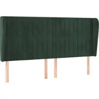 vidaXL Tête de lit avec oreilles vert foncé 203x23x118/128 cm velours